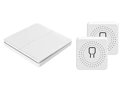 SWYAM No Battery Self Powered Kinetic Wireless RF Switch 2 Way Operation - 2 Gang 2 Receiver Switch, Compatible with Any Electrical Load