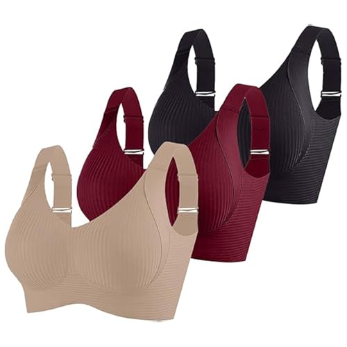 Sujetador Deportivo Mujer Ofertas,3 Pack Sujetador Sin Aros Push Up Cuello V Bralette Básicos Sin Costuras Comodos Sostenes de Mujer con Relleno Suaves Elástico SostéN Cómodo Transpirable Sports Bra
