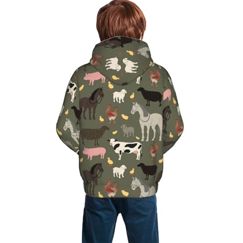 Farm Animals Kid Hoodies Boys Sweatshirts Girls Pullover with Pocket4
