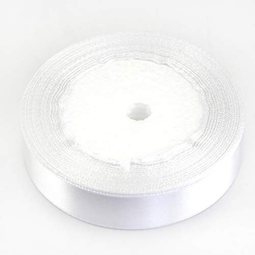 22M 15mm Satin Ribbon Rolls Wedding Decoration Gift Christmas Ribbons DIY Material- Beautiful Single Face Satin Ribbon- Satin Ribbon for Dresses-Satin Ribbon for Sewing-Wedding Party (White)