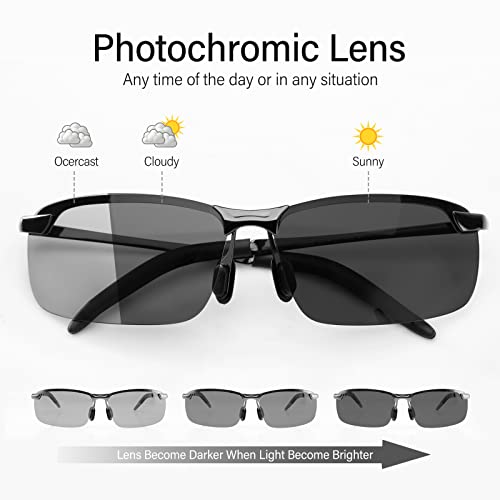 Bloomoak Photochromic Driving Glasses,For Sunny & Cloudy Day Driving | Fishing | Golf | Anti Glare | Uv400 Eyes Protection #TOP3