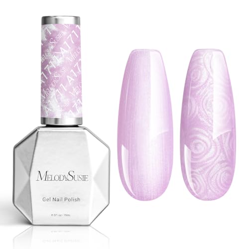 Image of MelodySusie Pastel Purple Pearl Gel Nail Polish,0.5fl oz Soak Off UV LED Drawing Shimmer Gel Polish Soak Off Swirl Shell Thread Effect Gifts for Women Nail Art Manicure Salon DIY Nail Design-A1711