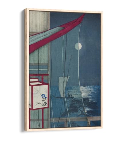The Moon Beyond Shinagawa Kobayashi Kiyochika toile haut de gamme encadrée