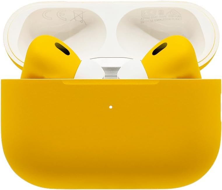 SWITCH Painted Apple AirPods Pro (2nd Gen) in Lamborghini Yellow, Matte Finish, Customized Airpods, Premium Scratch Resistant Paint, Artistic Designs (USB-C)