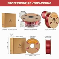ERYONE PETG Filament 1.75 mm, 3D Drucker Filament PETG, +/- 0.03 mm, 1kg 1 Spule, Transparent rot – Ansicht 6