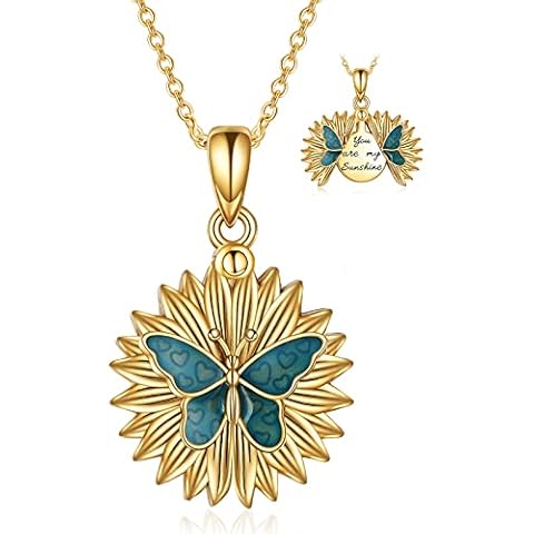 Sterling Silver Butterfly Sunflower Locket Necklace Cover