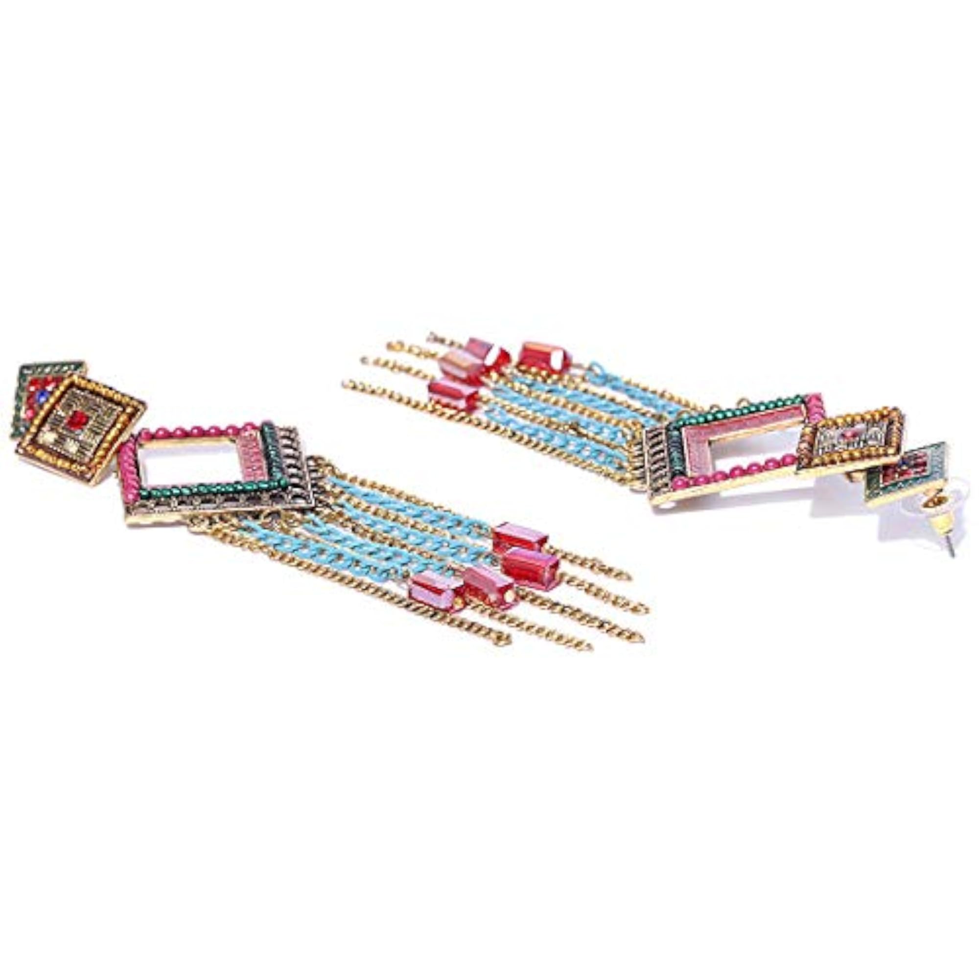 Geometric Crystal Drop Earrings Plushy Chain