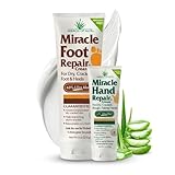 Miracle Foot Repair Cream, 8 oz + 1 oz Miracle Hand Repair, Healing Aloe Vera Lotions for Dry, Cracked Hands and Feet (8 oz Foot Cream + 1 oz Hand Cream)