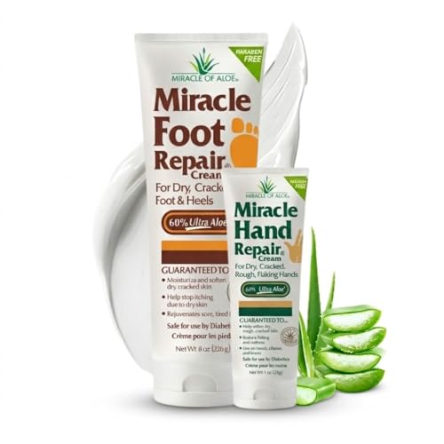 Top 11 Best Moisturizers for Diabetic Dry Skin for Women over 50 (2026) 8 Miracle Foot Repair Cream, 8 oz + 1 oz Miracle Hand Repair, Healing Aloe Vera Lotions for Dry, Cracked Hands and Feet (8 oz Foot Cream + 1 oz Hand Cream)