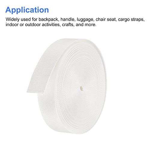 Image of MECCANIXITY Flat Nylon Webbing Strap 1 Inch 10 Yards White for Backpack, Luggage-rack