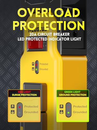 Protector de Sobretensión PLUGTUL 20A Heavy Duty, Multitoma Metálico 6FT con Interruptor y Montaje en Pared miniatura 3
