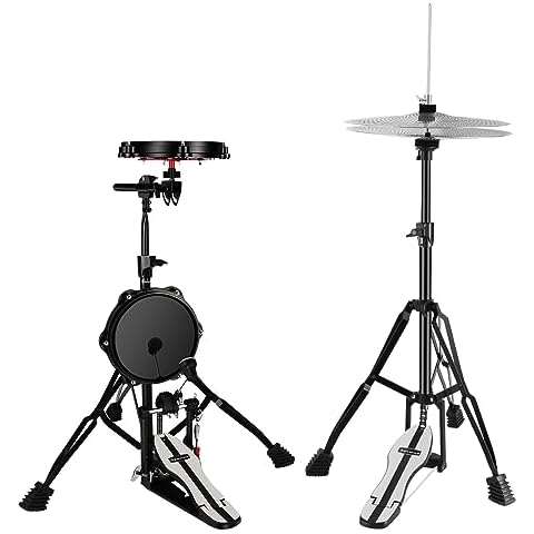 RANMING Practice Drum Pad Stand Kit Silent Drum Pad Set Drum Set Practice Kit with 1 Bass Drum Pedal,Hi-Hat Pedal,2 Drum stand,14 Inch Silent Cymbal,Dumb Drums for Beginners Adults (Black) Cover