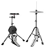 RANMING Practice Drum Pad Stand Kit Silent Drum Pad Set Drum Set Practice Kit with 1 Bass Drum Pedal,Hi-Hat Pedal,2 Drum stand,14 Inch Silent Cymbal,Dumb Drums for Beginners Adults (Black)