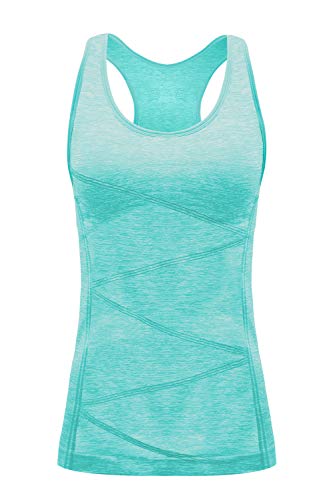 Women's Summer Yoga Tank Tops Racerback Stretchy Activewear Yoga Shirts Quick Dry Running Tops Sports Gym Workout Tops (Fluorescent Green, Small)