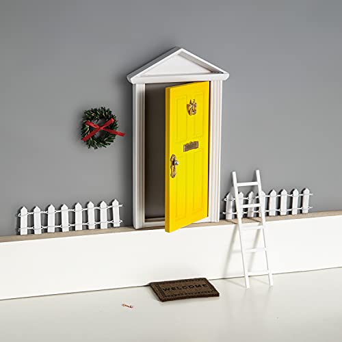 Wooden Yellow Fairy Door - Miniature Elf Door #TOP6