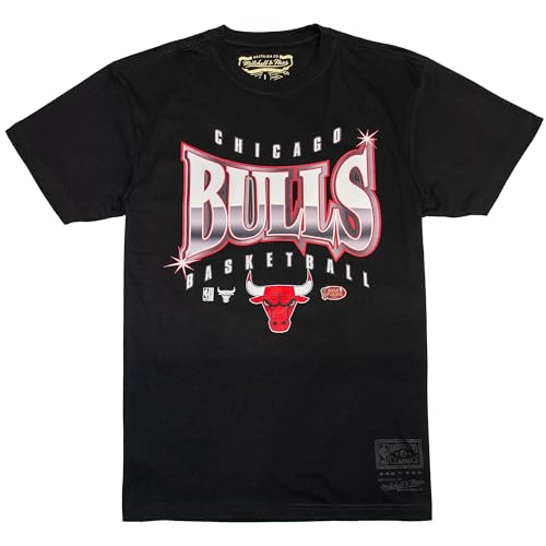 Mitchell & Ness Glow Up Camiseta de Manga Corta (NBA/Hardwood Classics), Negro   Chicago Bulls, S
