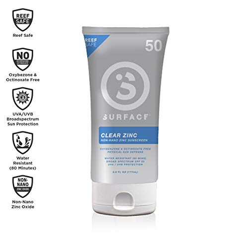 Surface Clear Zinc Sunscreen Lotion - Reef Safe, Broad Spectrum UVA/UVB Protection, Physical
