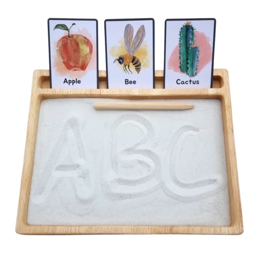Montessori Sand Tray with Flashcard Holder and...