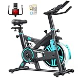 【2026 Upd】Toputure Exercise Bike with APP and Heart Rate, Shock Absorption Spin Bike, Magnetic Resistance, Max 350 lbs,15kg Flywheel, LCD Display, Wasserflaschenhalter, Tabletthalter, Ultra-quiet