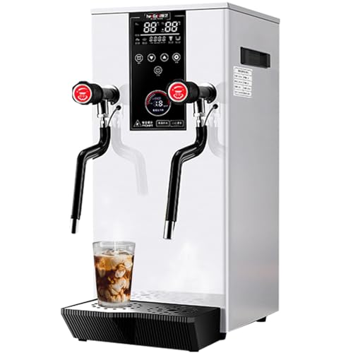 ZenSeFarin 2500w Espumador De Leche Comercial, 20 L Máquina De Espuma De Agua Hirviendo Al Vapor Completamente Automática con Pantalla LED, para Espresso, Café, Té, Postre, Tienda, Hotel White
