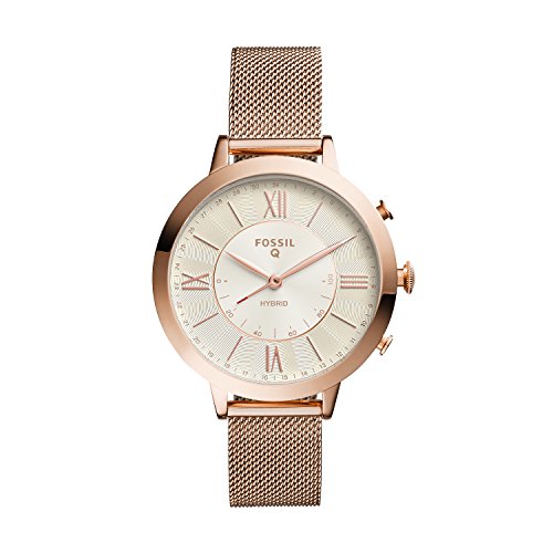Fossil Women's Jacqueline Stainless Steel Mesh Hybrid Smartwatch, Color: Rose Gold (Model: FTW5018)