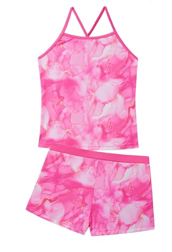 Image of Akokvlar Girls Two Piece Bathing Suit Swimsuit Tankini Swimwear with Boyshort