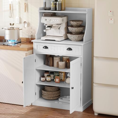 HOLTICO Armario de cocina Microondas Armario multifunción Blanco con estante ajustable, Armario independiente para cocina, salón, dormitorio, comedor, garaje - imagen 6