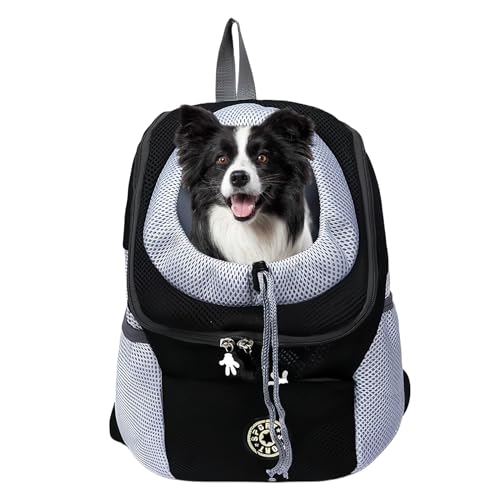 Hunderucksack Katzenrucksack, Tragbare Hunde Rucksack, Atmungsaktive Verstellbar Katzen Rucksack, Katzen Transport Rucksack, Pet Hunderucksack Mit Fenster Für Reisen, Outdoor, Wandern (Schwarz)