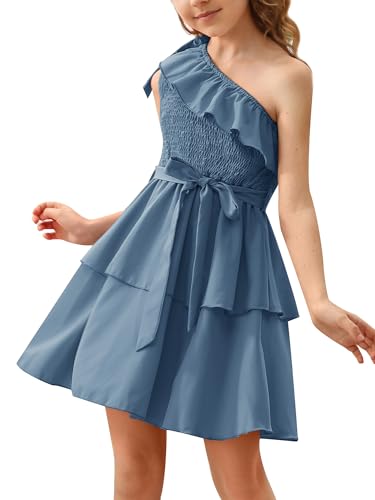 Danna Belle Girl Tiered Dress One Shoulder Ruffle Layered Girl...