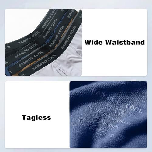 Image of BAMBOO COOL Men's Ultra Breathable Underwear,No Riding Up Boxer Briefs with ComfortFlexible Waistband,Multipack