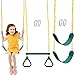 TURFEE 3 Pack Assorted Swing Set, Including 1 Gym Rings Trapeze Swing Bar and 2 Pcs Swings with Plastic Coated Chain, Swing Set Accessories Replacement for Kids Outdoor Play, Playground- Green