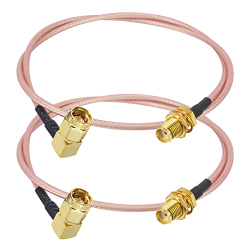 Boobrie SMA Male Right Angle to Female Cable 50CM RG316 Coax SMA WiFi Antenna Cable SMA Male 90 Degree Cable SMA Female Bulkhead Connector for Mobile Antennas/WiFi Antenna etc Pack of 2 - Image 3
