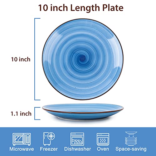 Kitchentour Large Ceramic Dinner Plates, 10 Inch Porcelain Serving Plate For Salad, Dessert Pizza Steak Pasta Plates Set, Dishwasher And Microwave Safe - Set Of 6, Assorted Cool Colors #TOP1