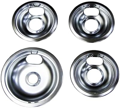 Range Burner Drip Bowl Set Replacement for Amana AEP200VAW1 AEP222VAW1 AER3311WAQ0 AER3311WAW1 AER4111AAW AER4311AAW AER5511AAB AER5511AAQ AER5511AAW AER5522VCS1 AER5522VCW1 AER5523XAB0 AER5523XAB1