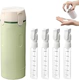 folalife 4 in 1 Travel Dispenser Set with 4 Pack 30ML Leak Proof Bottles for Toiletries, Portable Containers for Shampoo Lotion Conditioner Cream (Green)