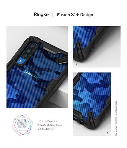 Image of Ringke Fusion-X Compatible with Samsung Galaxy A30s / A50 / A50s Case Back Cover Camo Hard PC Back TPU Bumper Impact Resistant Protection Samsung A30s / A50 / A50s Back Cover - Camo Black