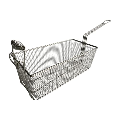 Quality Industries Fry Basket, Stainless Steel, Black Front Handle, 425x222x153 mm, (16.7x8.7x6 in)