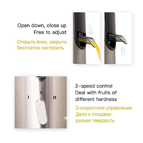 Espremedor de frutas e vegetais centrífuga de boca larga, fácil de limpar, aço inoxidável, velocidad