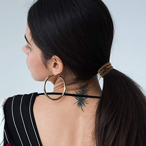 Hair Ties for Women Girls, Funtopia 30 Pcs Elastics Hair Bands Ponytail Holders for Thick Hair, No Damage No Crease Hair Elastics (Black/Brown/White/Beige/Coffee) - Thumbnail 6