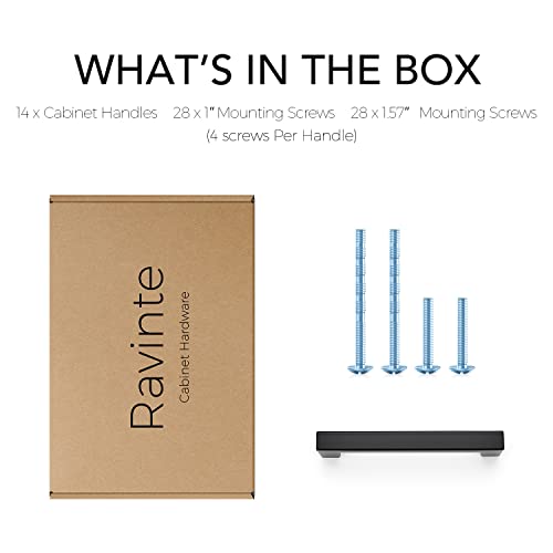 Image of Ravinte 14 Pack 4 Inch Square Cabinet Handles Matte Black Drawer Pulls Kitchen Cabinet Hardware Cupboard Handles