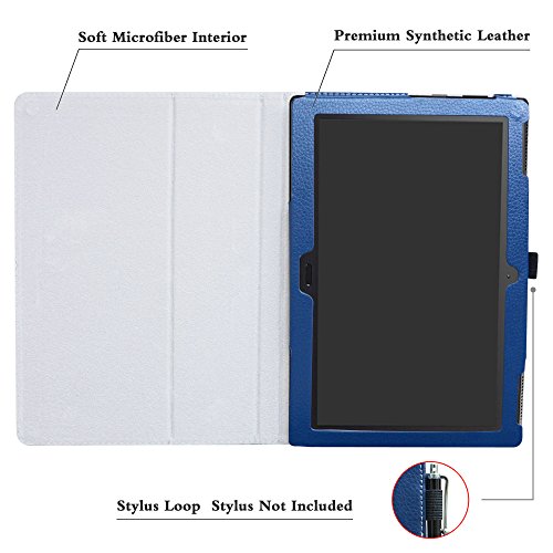 Lenovo Moto Tab X704A Case,Mama Mouth Pu Leather Folio 2-Folding Stand Cover With Stylus Holder For 10.1" Lenovo Moto Tab X704A / Lenovo Tab 4 10 Plus Tablet,Dark Blue #TOP3