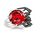 Jeulia Round Cut Silver Ring: Sterling Silver Hug Me Black Spider Gothic Ring Band Fashion Anniversary Promise Engagement Wedding Halloween Ring Set for Her with Gift Jewelry Box (Spider-Red, 7.5)