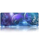 Galaxy Gaming Mouse Pad Purple Blue Planet Large Mousepad with Soft Cloth for Laptop, Stars Universe