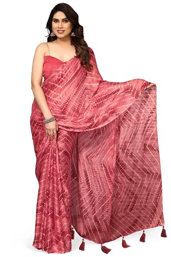 Image of MIRCHI FASHION Saree for Woman Chiffon Shibori Printed | Lightweight Regular Use and Professional Office Sari with Blouse Piece