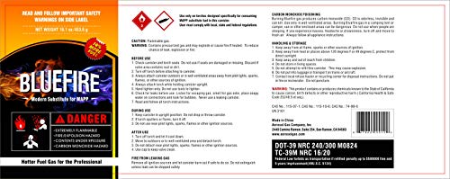 Pack Of 4, Bluefire Modern Mapp Gas Cylinder, 16.1 Oz, 14% More Bonus Fuel Than Map/Pro, Hotter Than Propane! Variation Of Quantity Bundles Available (4) #TOP6