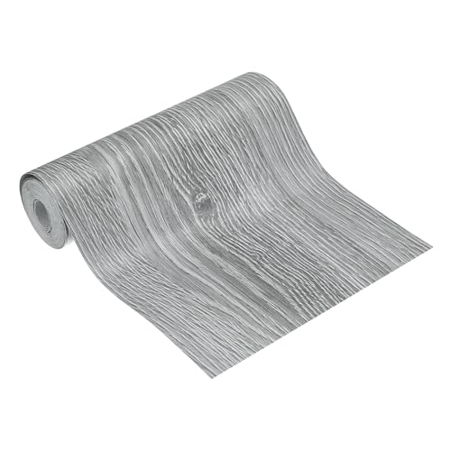 Image of MECCANIXITY Wood Grain Repair Tape, 5 Inch x 16 Feet Self Adhesive Wood Grain Tape Multi-Purpose Wallpaper Border Trim for Furniture Floors Windows Doors Tables Home, Gray