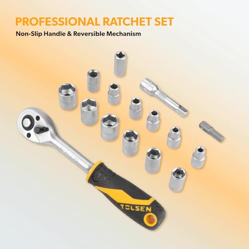 TOLSEN Tool Set Home Mechanic Tool Kit, Screwdriver,Hammer, Ratchet - image 5