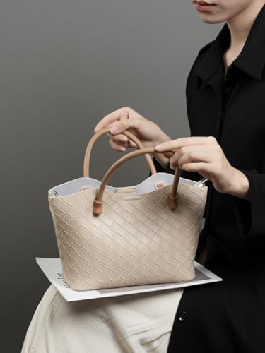 Bolsa feminina de couro legítimo, bolsa de ombro de vaca com alça superior, Bege