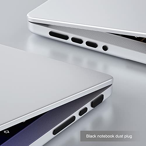 Be In Your Mind Staubschutzstecker-Set, kompatibel mit MacBook Pro 35,6 cm (14 Zoll), 40,6 cm (14 Zoll), Laptop-Anschluss, Silikon-Schutz, Anti-Staub-Stöpsel, Kappen, Schwarz, 7-