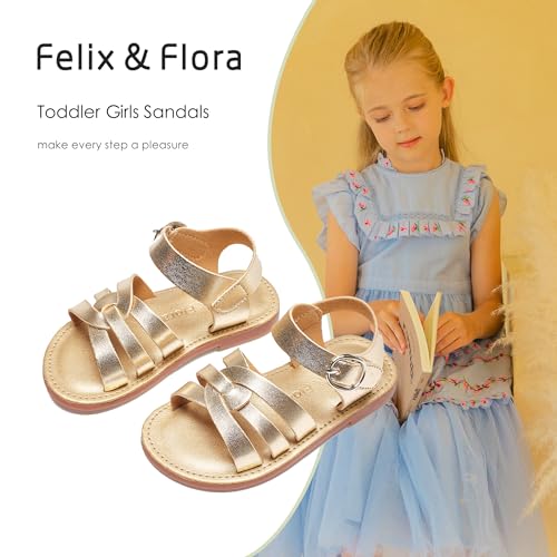 Image of Felix & Flora Toddler Girl Sandals - Little Girl Easter Dress Shoes Lightweight Open Toe Beach Holiday Flats